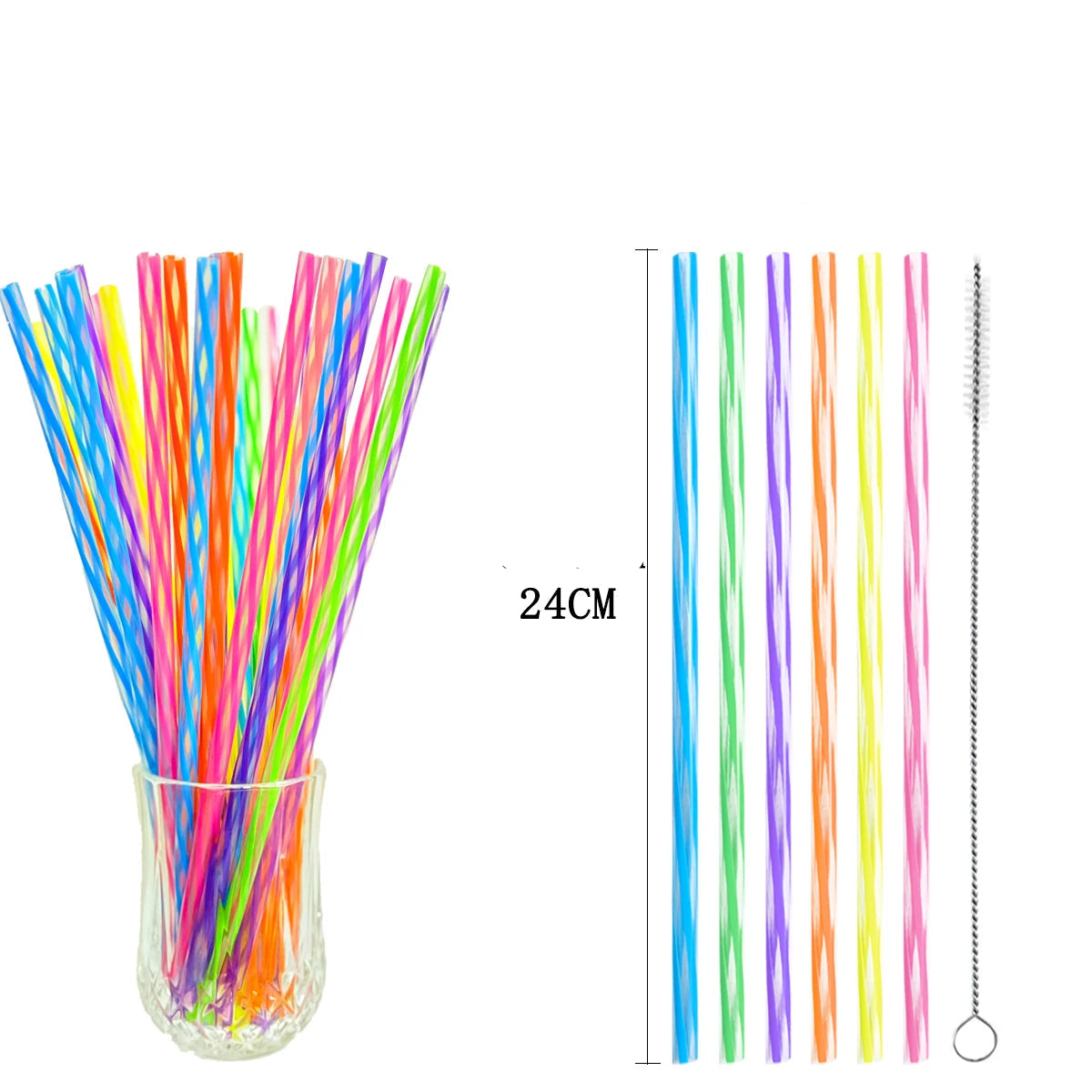 Paille En Plastique Longue Bicolore