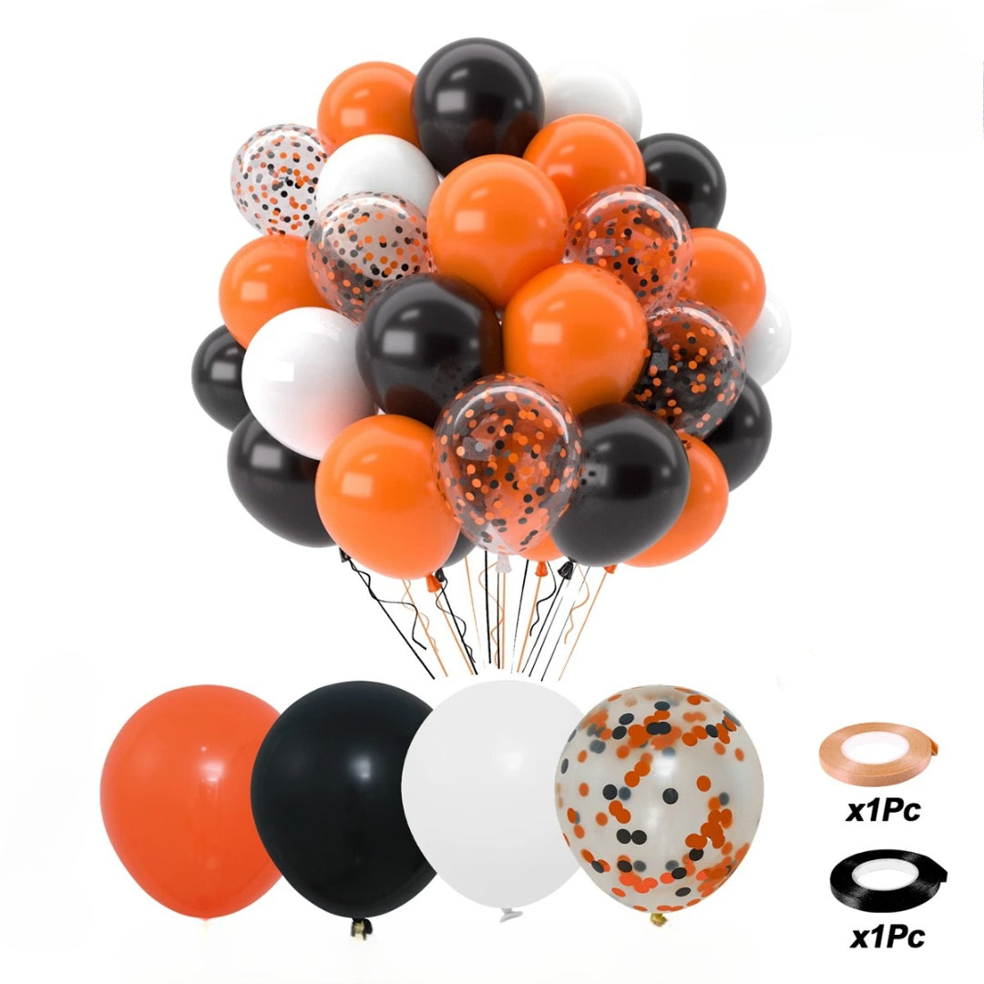 Ballons Anniversaire Oranges et Noirs Pratiques