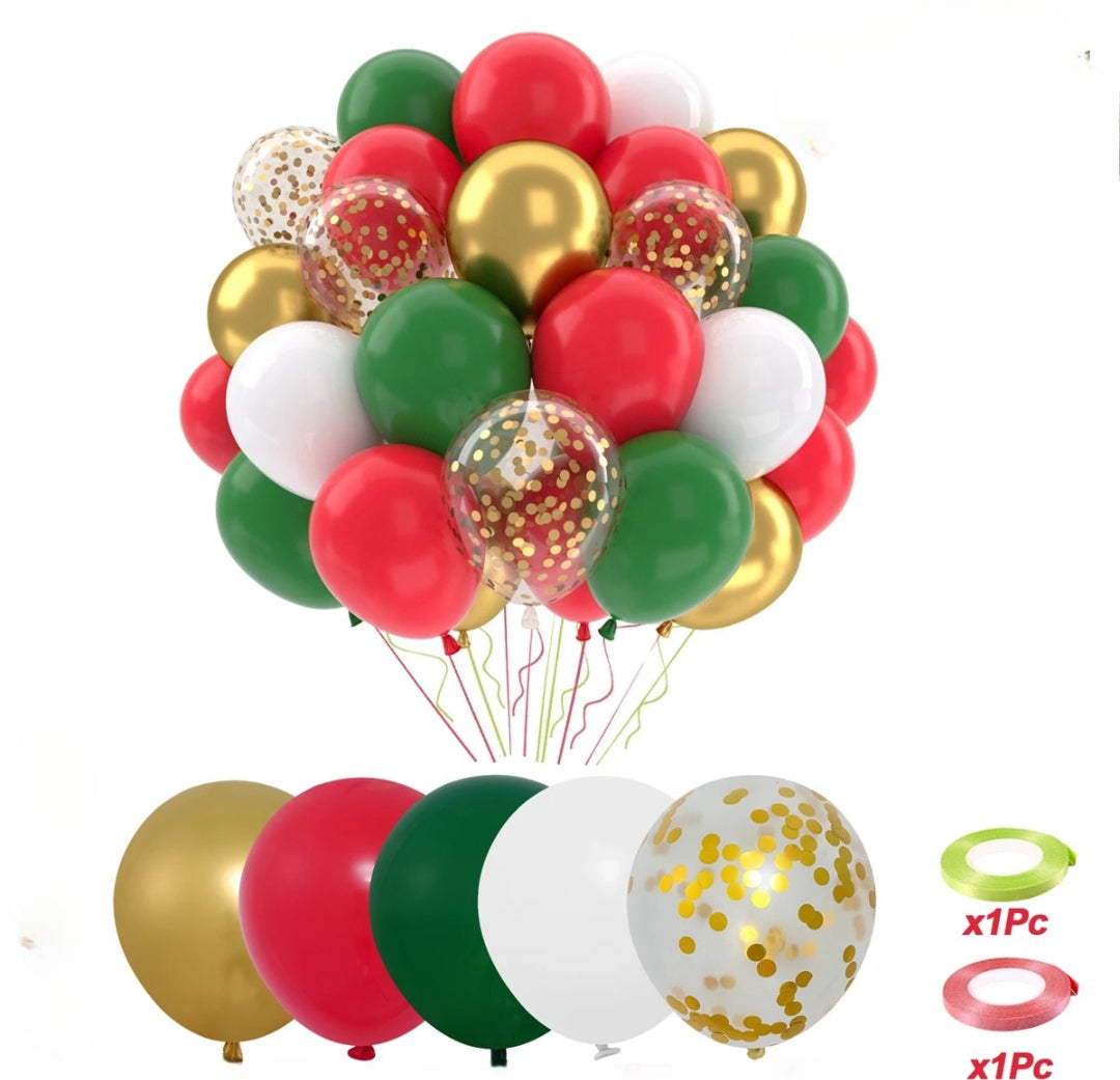 Ballons Anniversaire Rouges et Verts Uniques