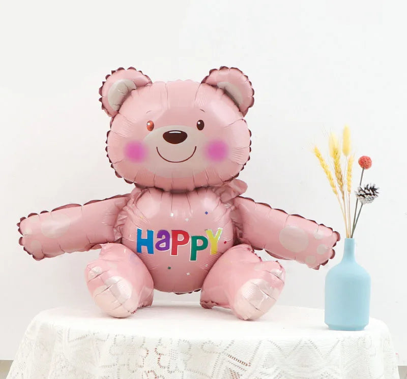 Grand Ballon Anniversaire Ours Mignon Rose Unique