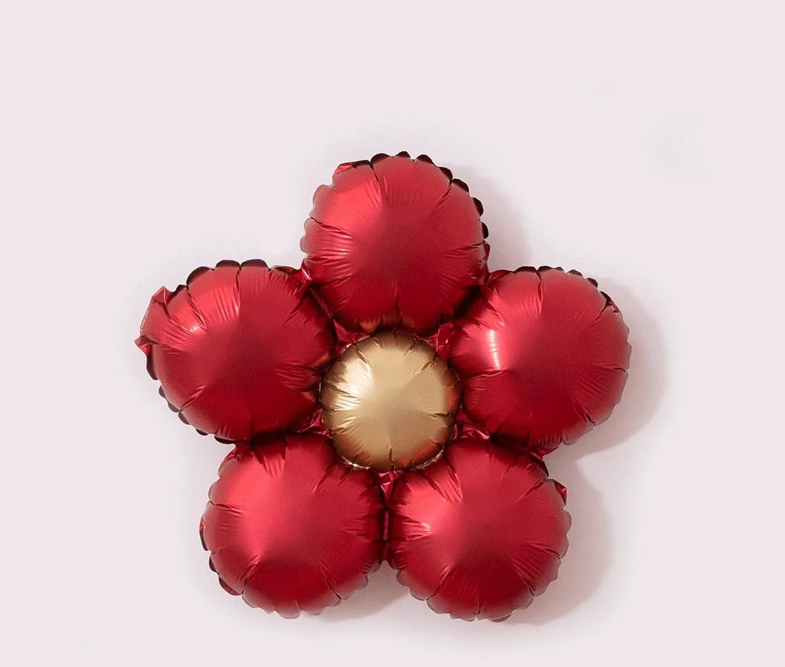 Ballon Anniversaire Fleur Métal Rouge Unique