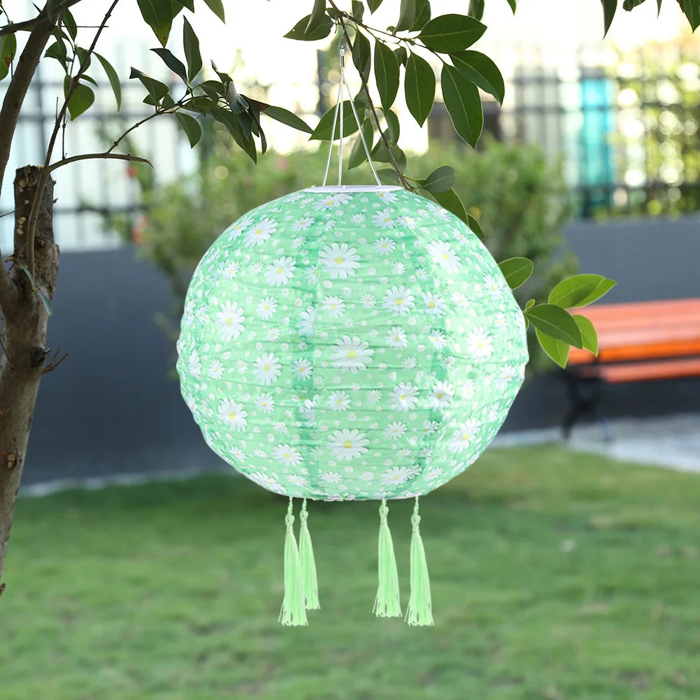 Lampion Mariage Lumineux Vert à Fleurs