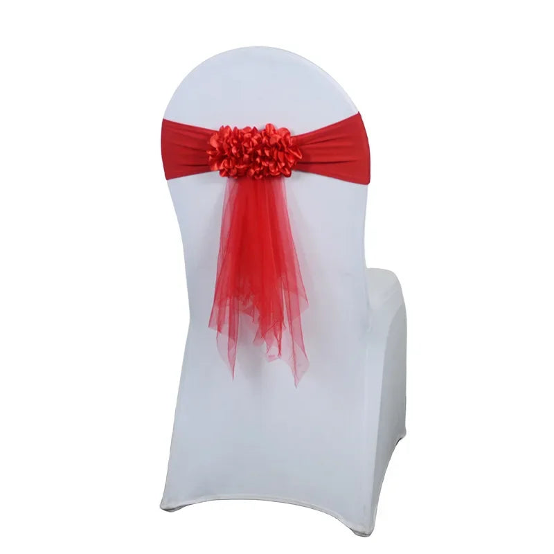 Ceinture de Chaise Mariage Rouge Florale