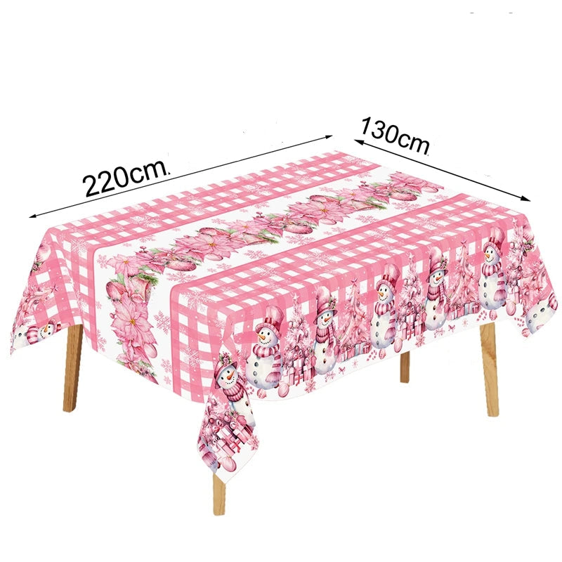 Nappe de Noël Carreaux Rose