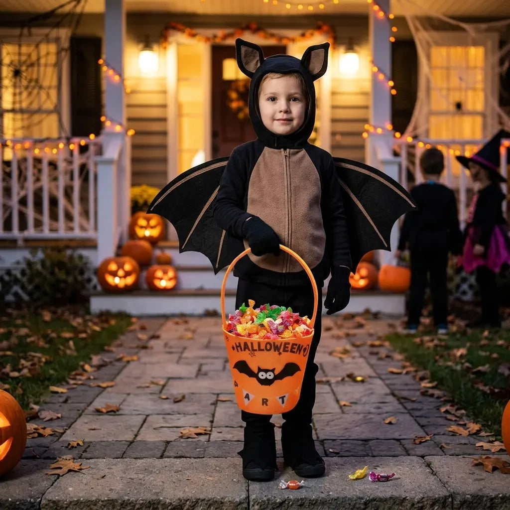 Seau à Bonbons Halloween Chauve-Souris Chic
