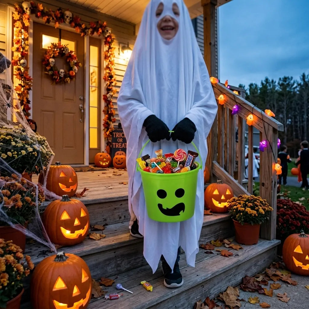 Seau à Bonbons Vert pour Halloween Unique