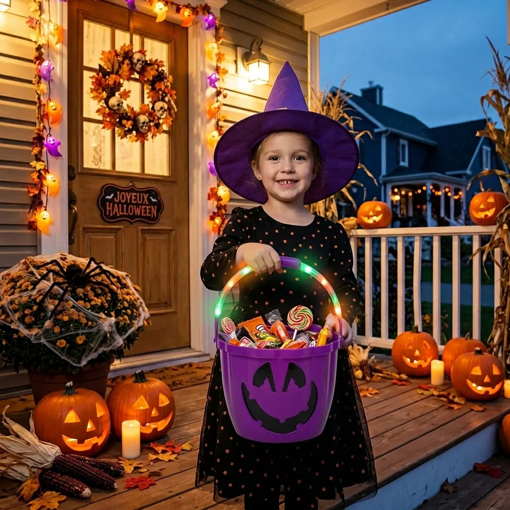 Seau à Friandises Halloween Violet Design Unique