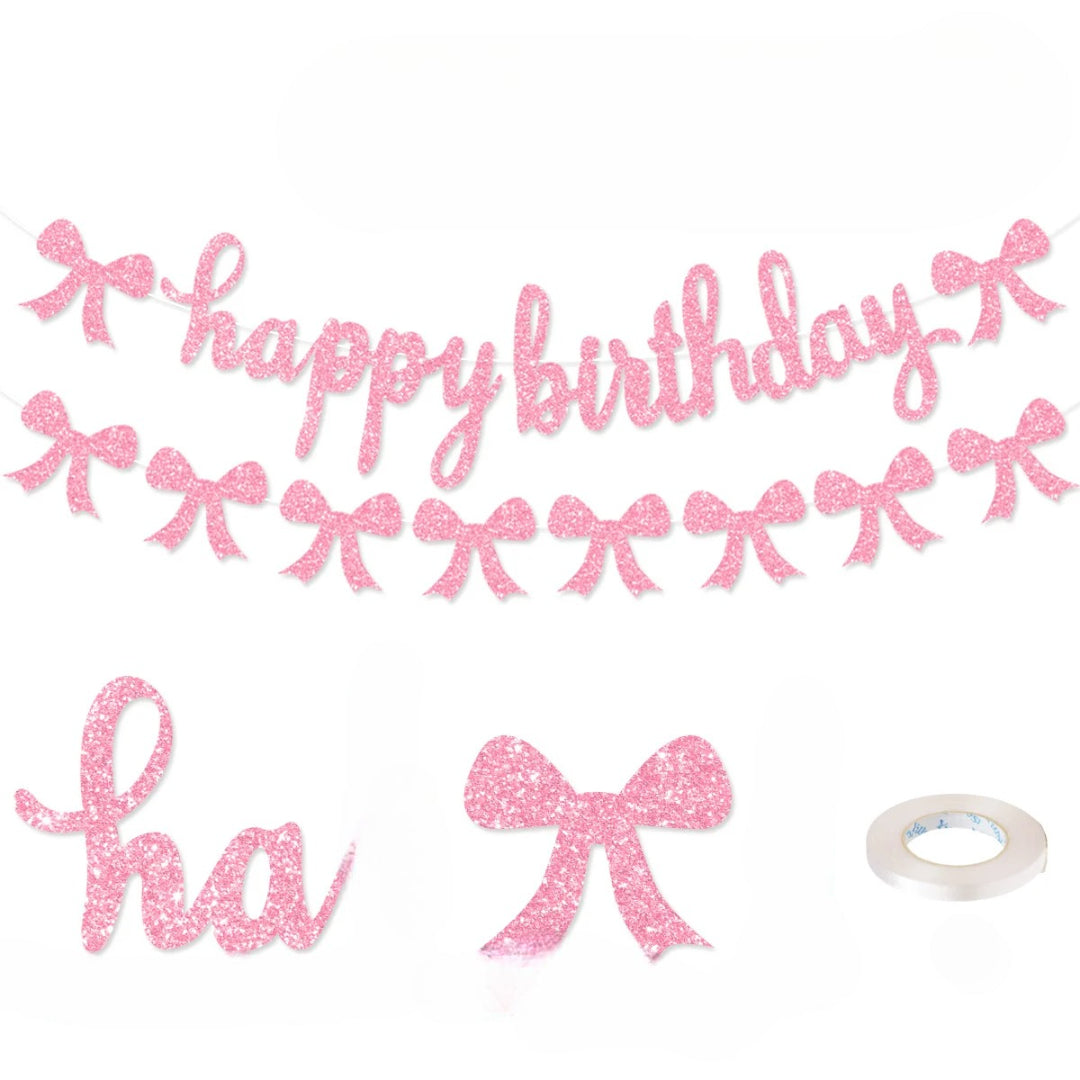 Guirlande Anniversaire Nœud Rose