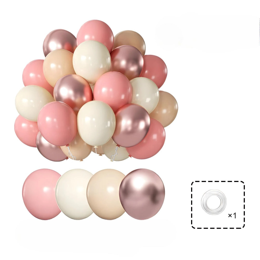 Ballons Anniversaire Métalliques en Latex Rose Uniques