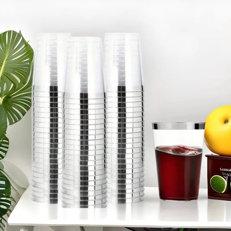 Verre en Plastique Cristal Argent 