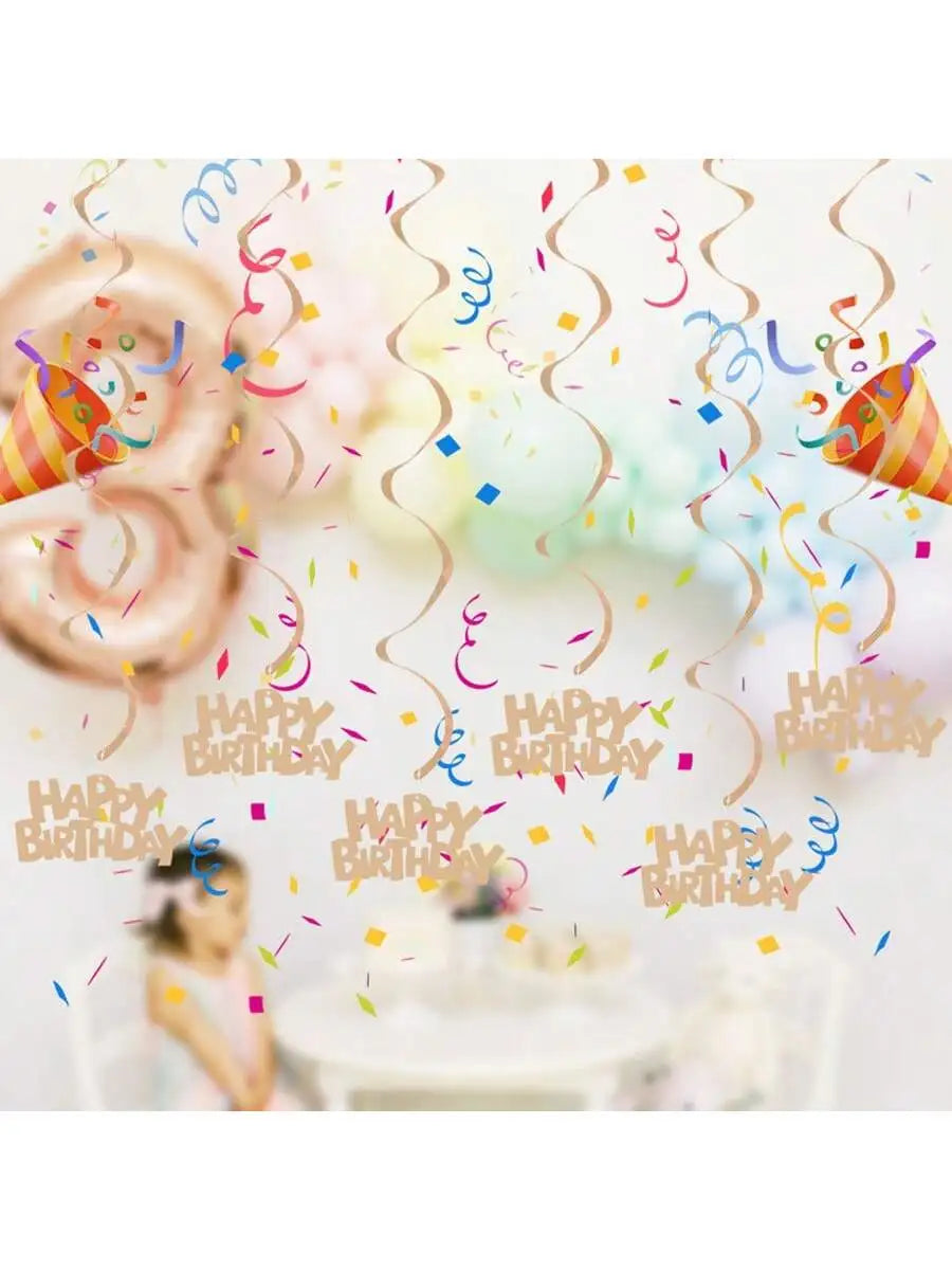 Serpentins Happy Birthday Suspendus Moderne