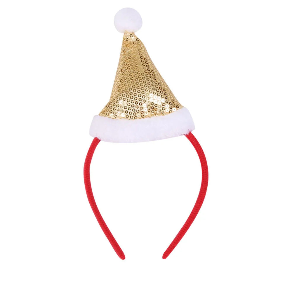 Serre-Tête Chapeau de Noël à Sequins Doré