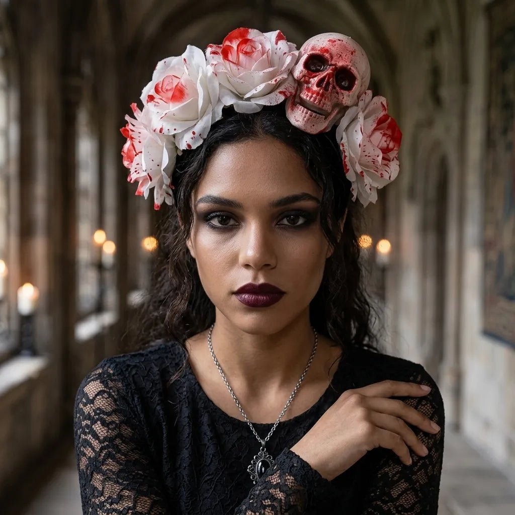 Serre-Tête Fleurs Ensanglanté Unique