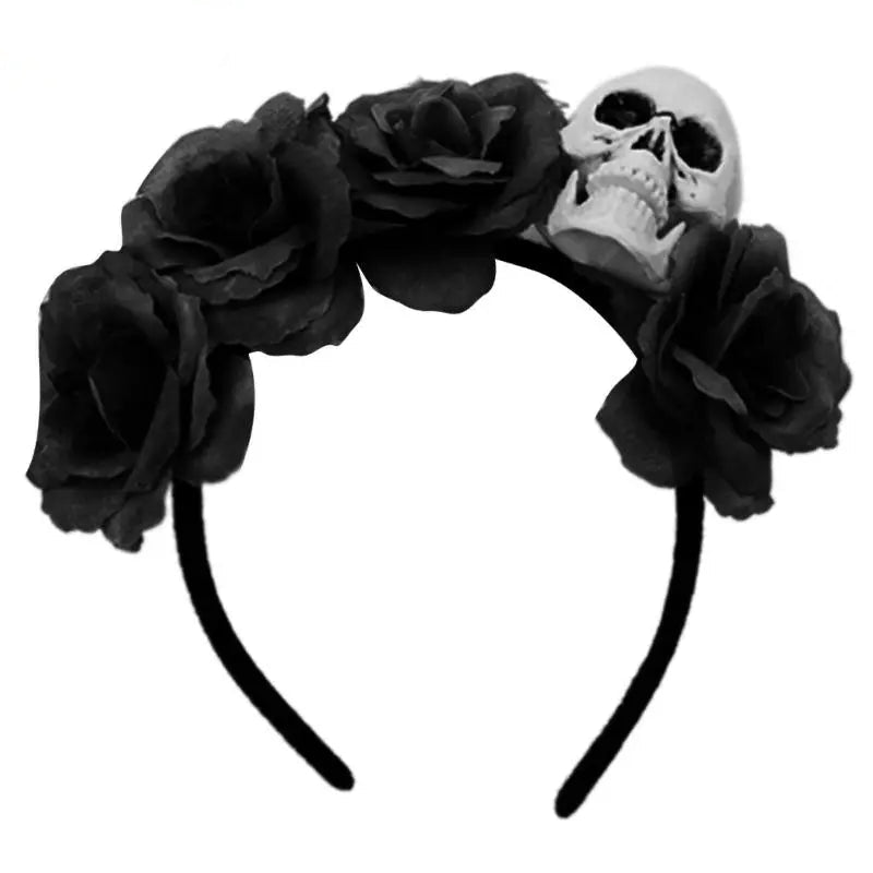 Serre-Tête Fleurs Noir Crâne Durable