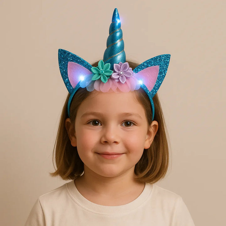 Serre-Tête Licorne LED Bleu