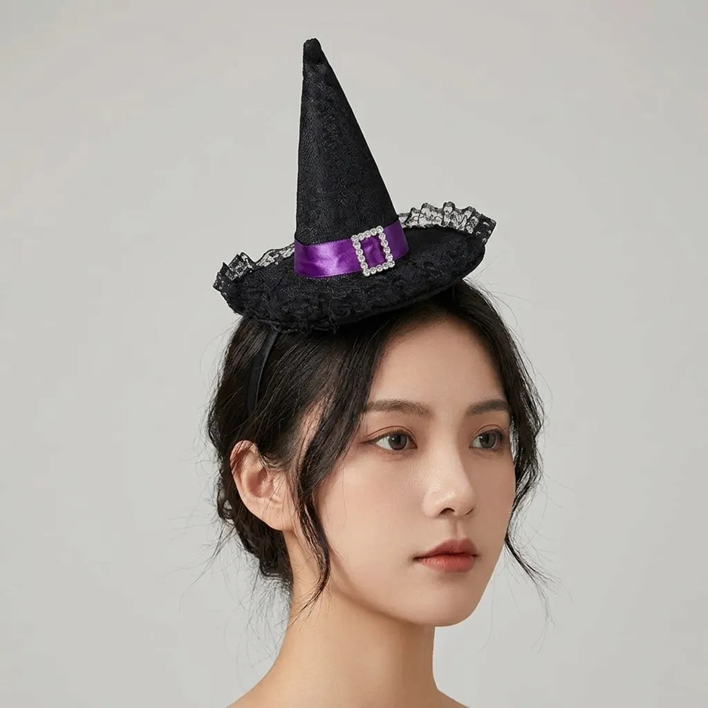 Serre-tête Chapeau Halloween Noir Chic Minimaliste