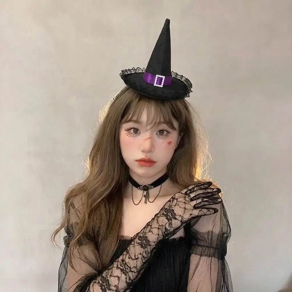 Serre-tête Chapeau Halloween Noir Chic Unique
