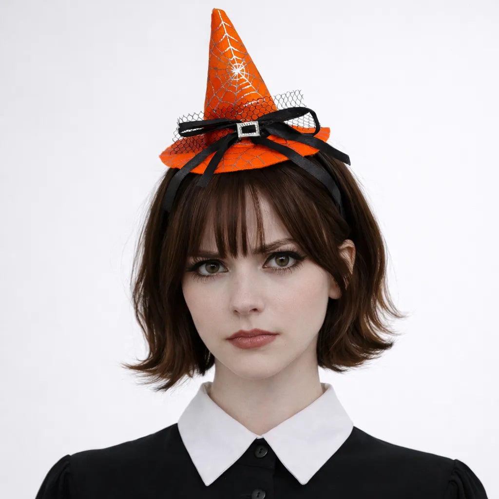Serre-tête Chapeau Sorcière Orange
