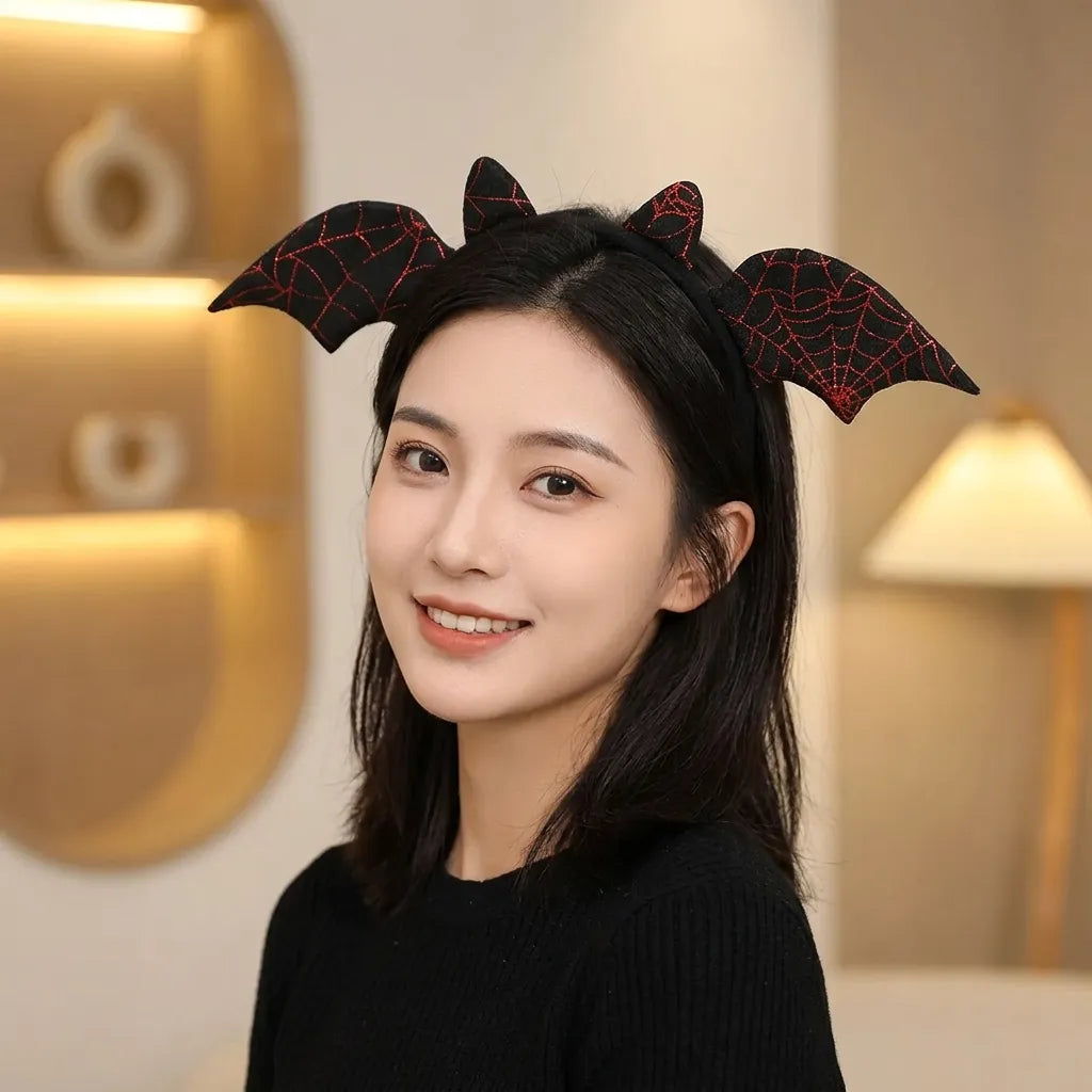 Serre-tête Chauve-souris Noir et Rouge Unique