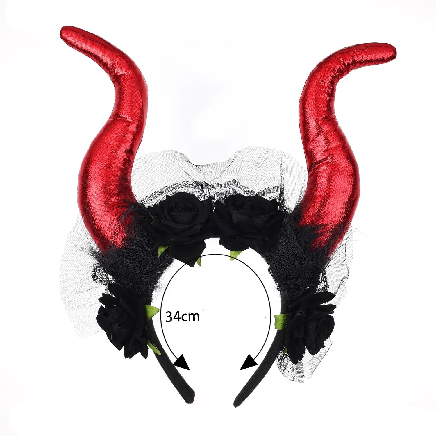 Serre-tête Diable à Fleurs Noires Elégant