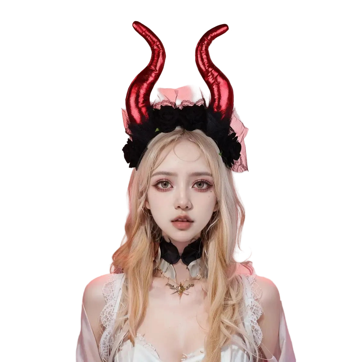 Serre-tête Diable à Fleurs Noires Unique