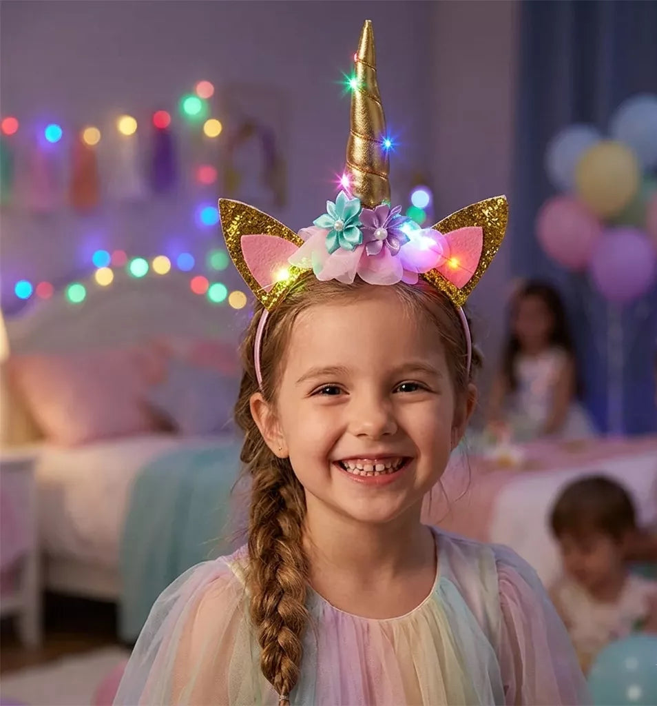 Serre-tête Licorne Doré Lumineux Fille Chic