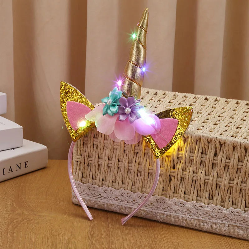 Serre-tête Licorne Doré Lumineux Fille charmante
