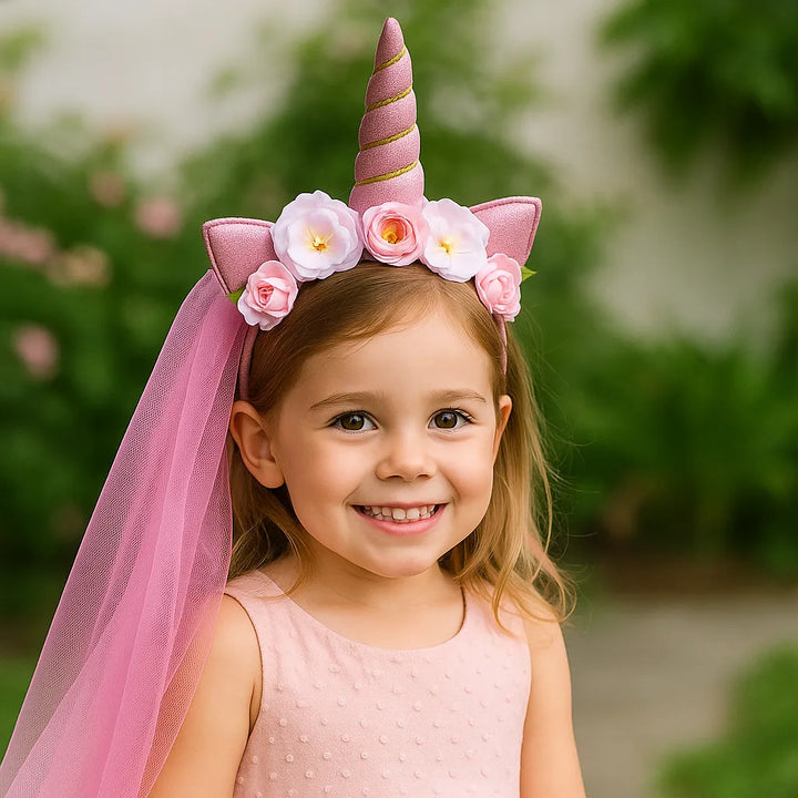 Serre-tête Licorne à Voile Rose élégant