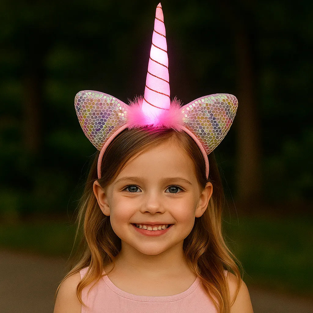 Serre-tête Lumineuse à Sequins Roses