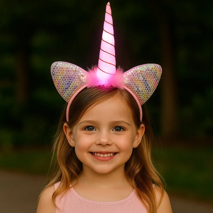 Serre-tête Lumineuse à Sequins Roses