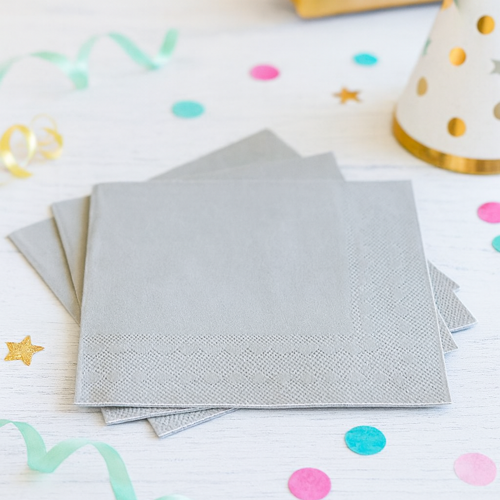 Serviette Anniversaire Grise