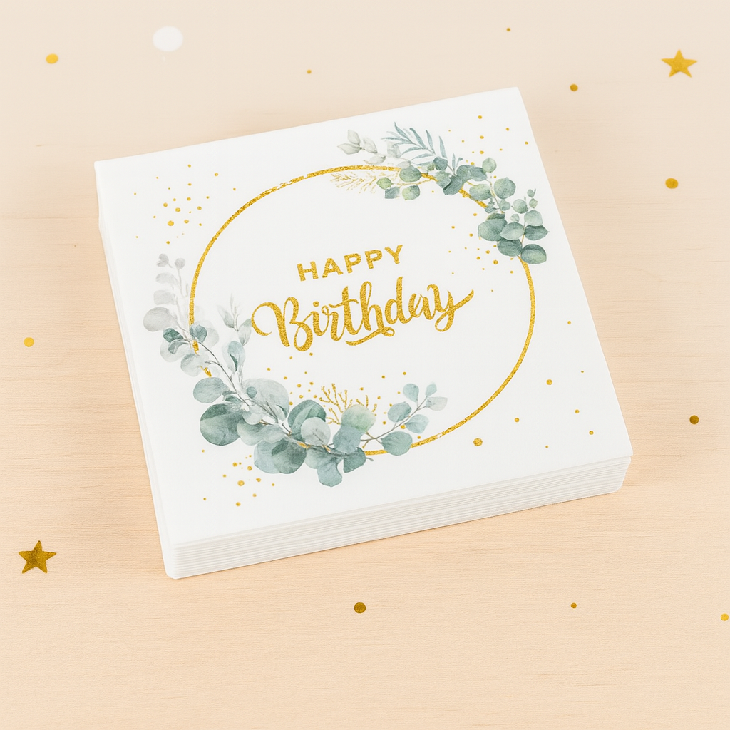 Serviette Anniversaire Happy Birthday Champêtre