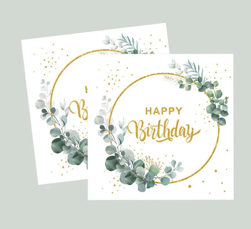 Serviette Anniversaire Happy Birthday Champêtre