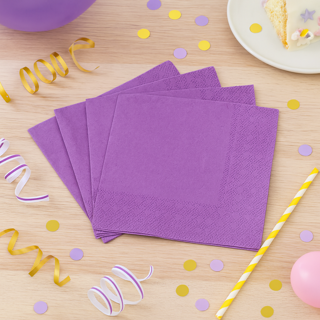 Serviette Anniversaire Mauve