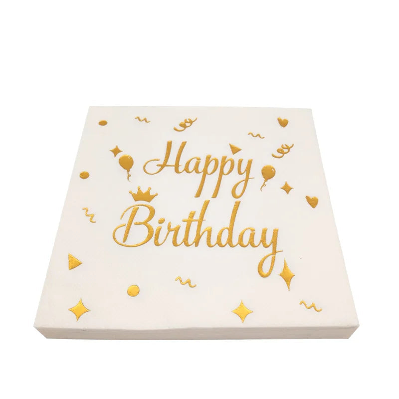 Serviette Anniversaire Or stylé