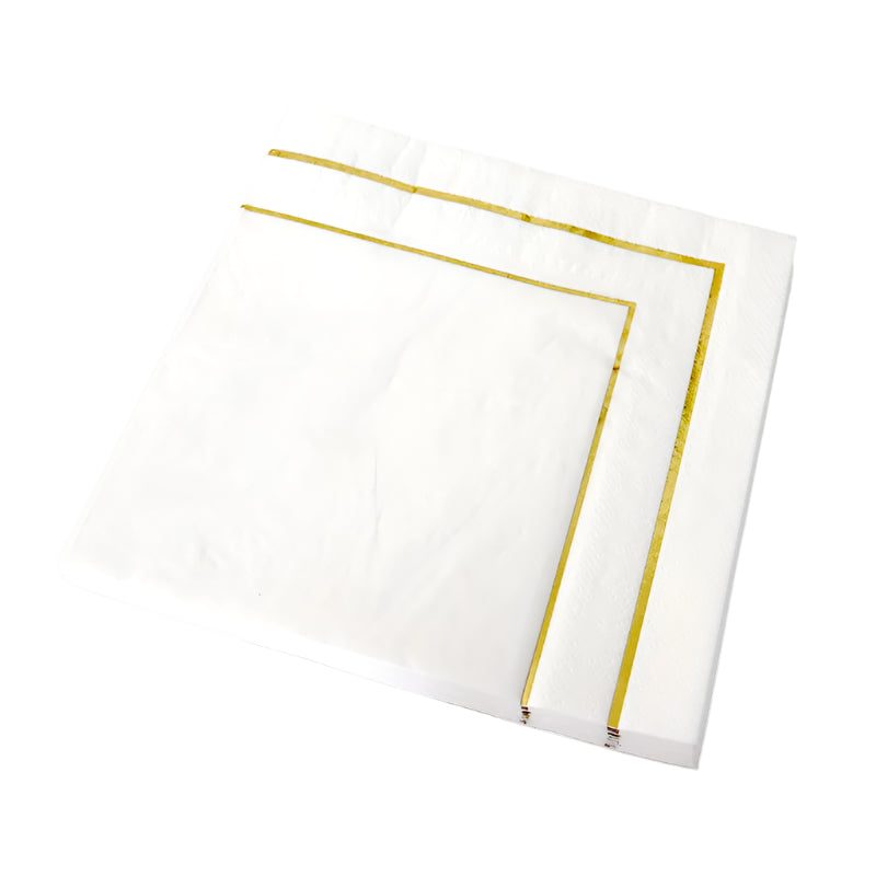 Serviette Anniversaire Raffinée Blanc Or 