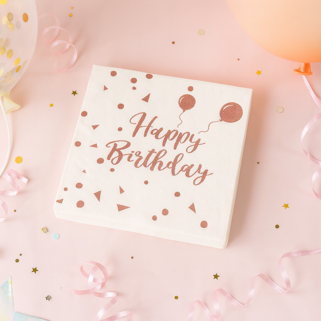 Serviette Anniversaire Rose Gold