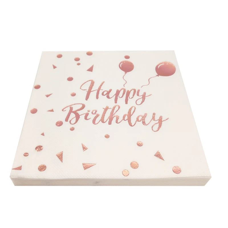 Serviette Anniversaire Rose Gold Élégantes