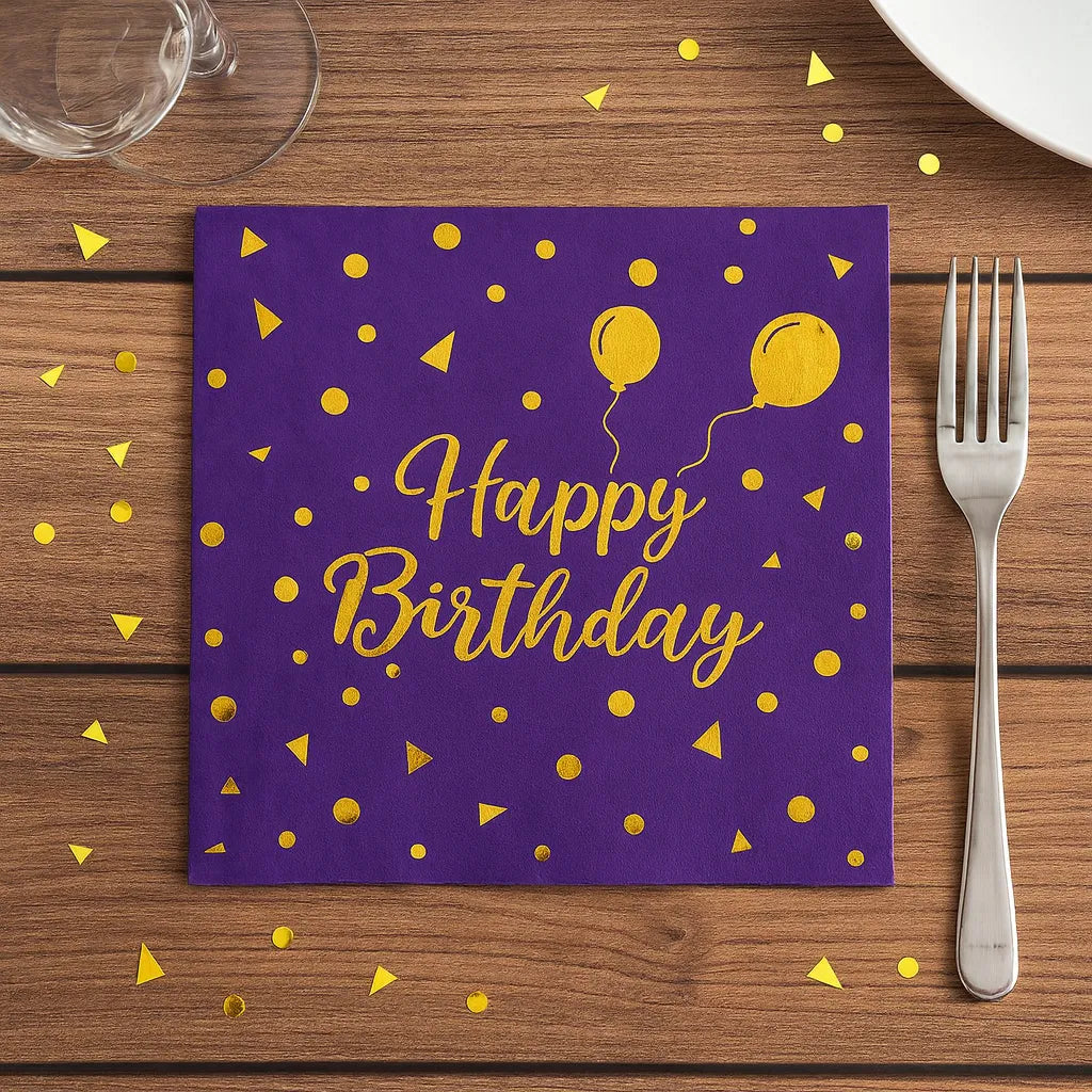 Serviette Anniversaire Violette1