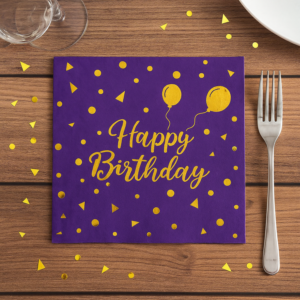 Serviette Anniversaire Violette