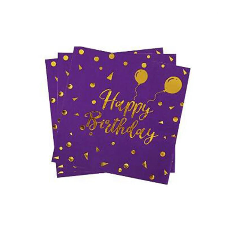 Serviette Anniversaire Violette Elégant