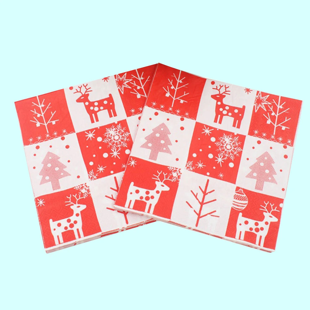 Serviette Blanche et Rouge Thème Noël 