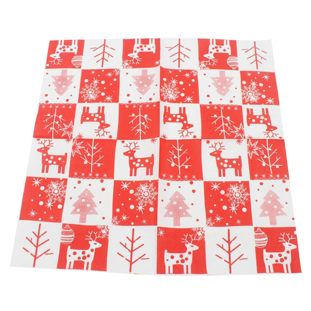 Serviette Blanche et Rouge Thème Noël Design