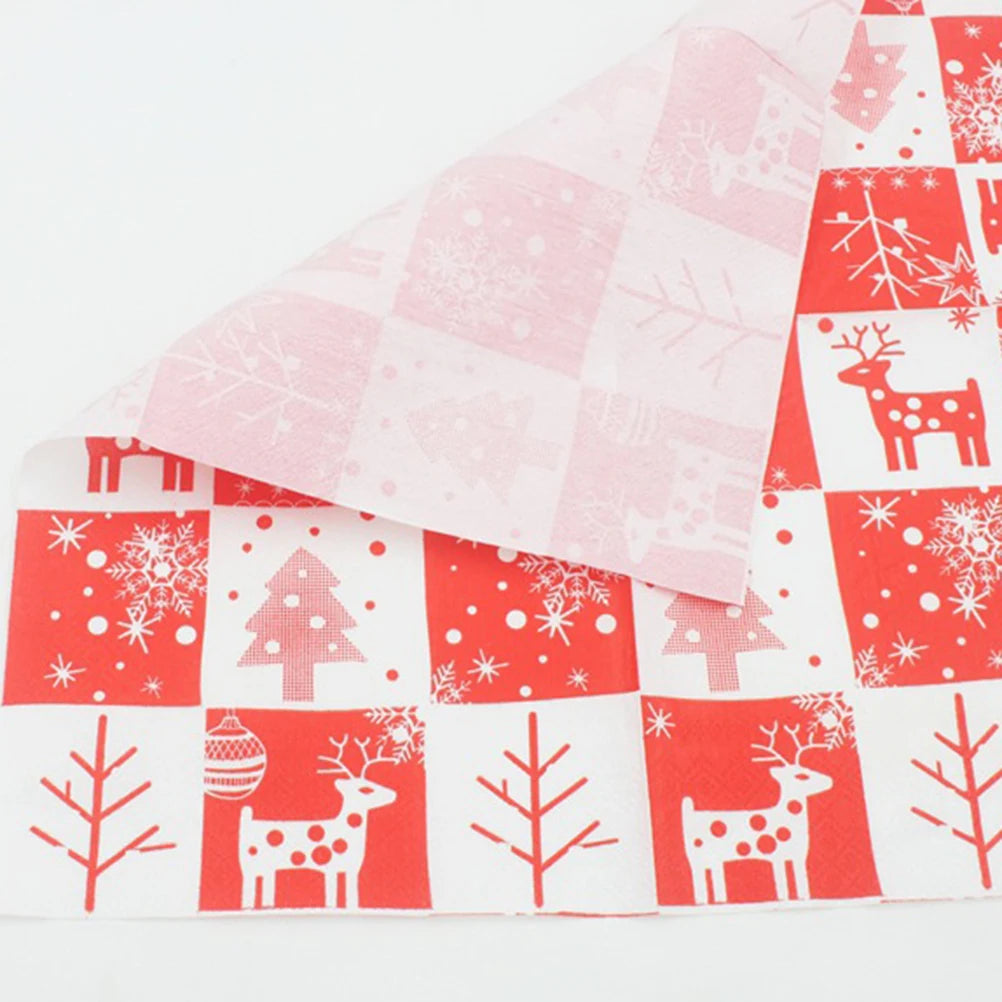 Serviette Blanche et Rouge Thème Noël Elégant