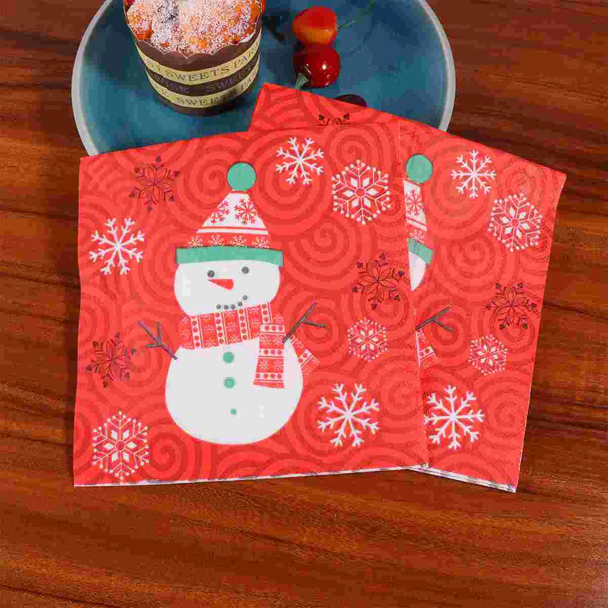 Serviette Bonhomme de Neige Rouge