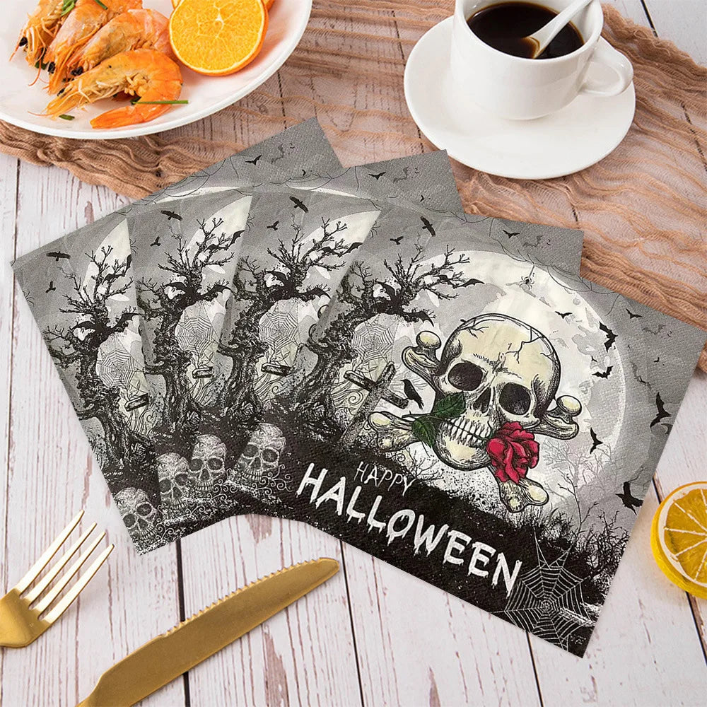 Serviette Crâne Halloween Gothique