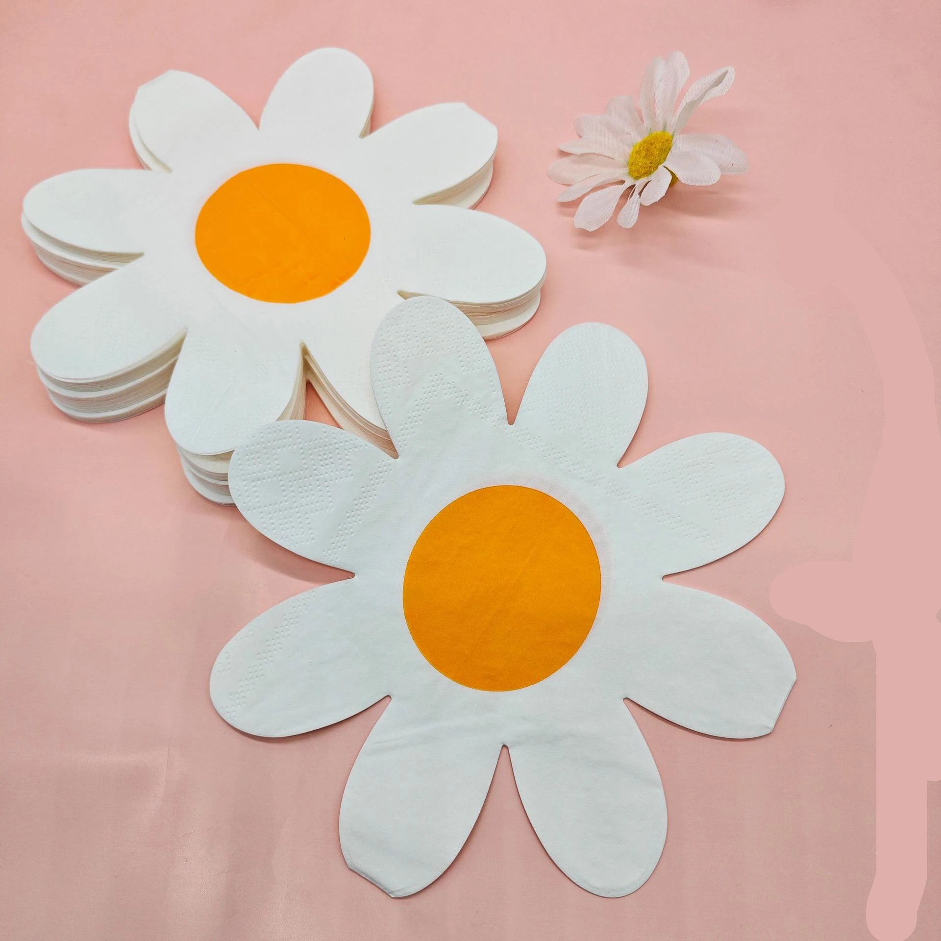 Serviette En Papier Fleur Blanche Élégante