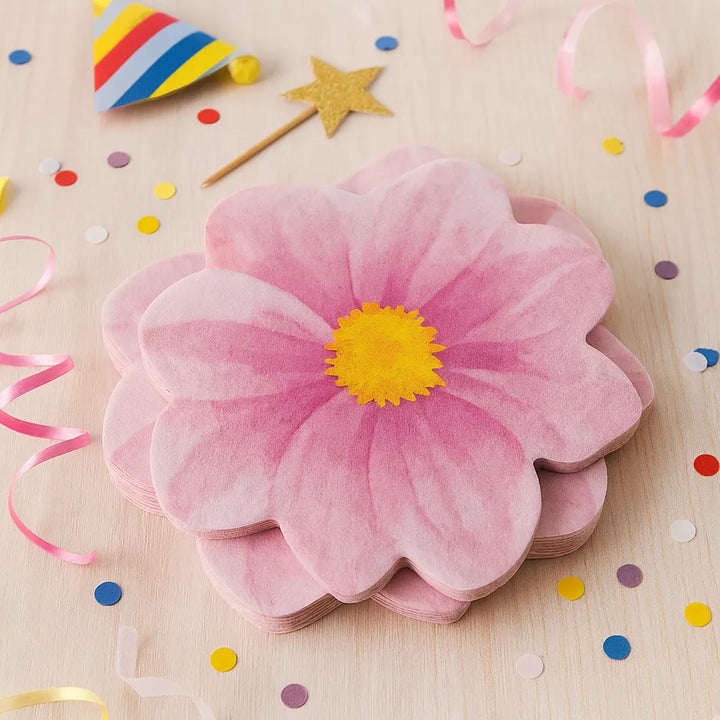 Serviette En Papier Fleur Rose 1