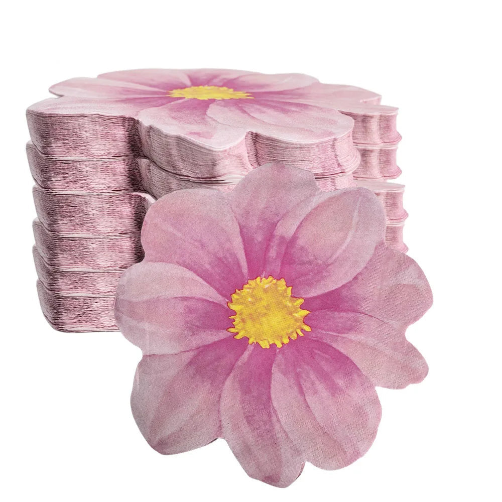 Serviette En Papier Fleur Rose Originale