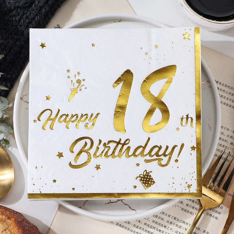 Serviette Happy 18th Birthday stylé